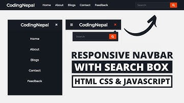 Responsive Navbar with Search Box in HTML CSS & JavaScript (Part -2) | CodingNepal