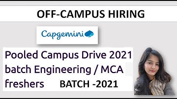 Capgemini Pool Off Campus Drive 2021 || MCA, BE/BTech || MUST WATCH