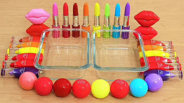 Rainbow Lipsticks Mixing into Slime ASMR- Satisfying Slime Video | Lipstick Slime