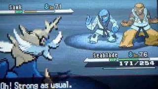 Pokemon Black and White - VS Elite Four Marshal - Second Round
After you defeat N you can return to the league but this time each elite four will have 6 pokemon the 4 he has when you first battle him/her and two last generation pokemon. Marshal will have Breloom and Toxicroak dont use just flying pokemon each of his pokemon has stone edge making them kill your flying pokemon instantly Pokemon Black and White - VS Elite Four Marshal - Second Round