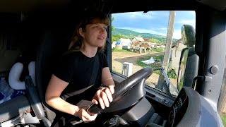 The daily routine of a young female truck driver