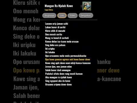 MANGAN RA NJALUK KOWE - LSista (Lirik lagu)