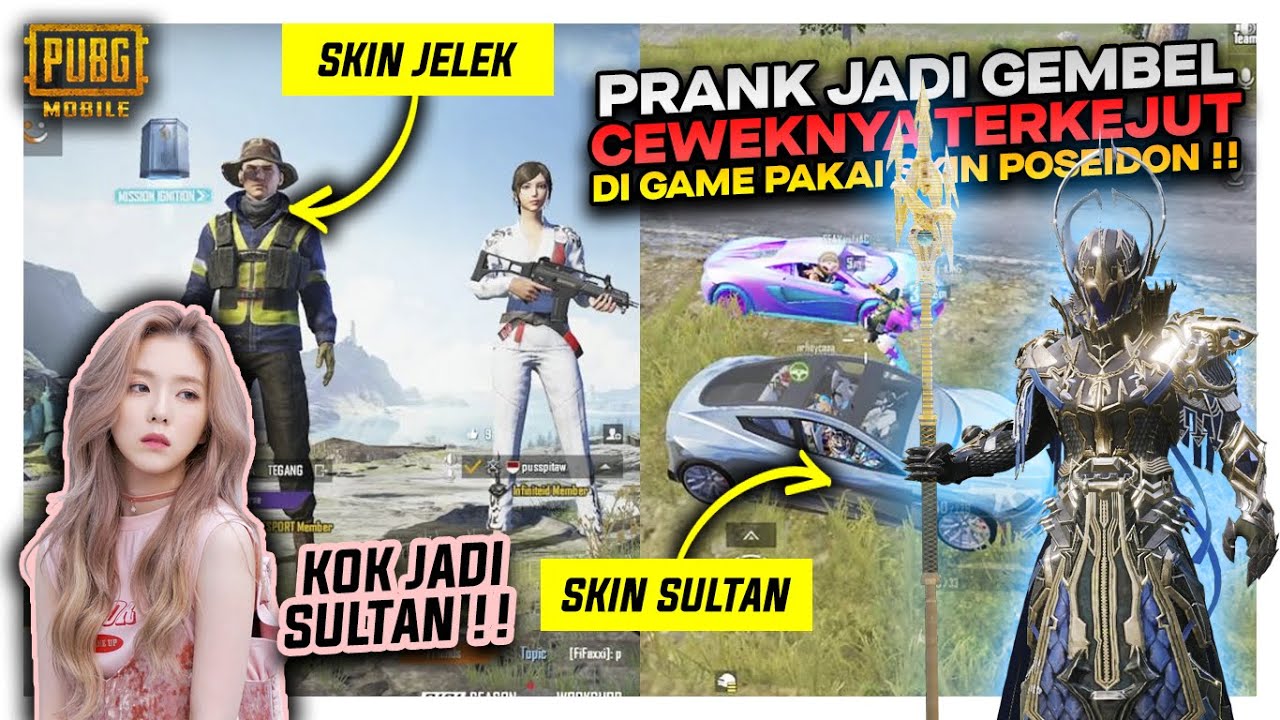PRANK JADI GEMBEL MASUK ROOM GLOBAL ,CEWEKNYA KAGET DIGAME BERUBAH PAKAI SKIN POSEIDON - PUBG MOBILE