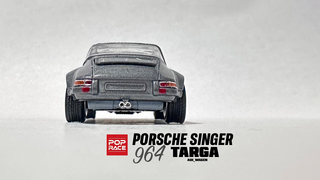 Pop Race 1/64 Singer 964 Targa silver l Cinematic 4K Diecast