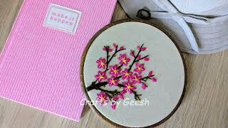 Cherry blossom Hand embroidery pattern | Sakura branch #handembroidery #satinstitch #embroidery