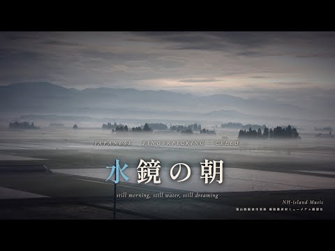 Morning Water Mirror | Misty Dawn over the Rice Fields (Japanese