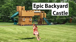 Epic Backyard Playground Castle Swing Set Walkaround - Videos for kids