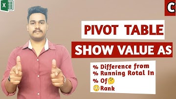 Pivot Table Show Value as : % Of, % Difference from, % Running Total in,Rank | Computer with Vishal