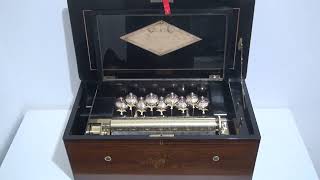Nine Engraved Bells: Antique Music Box by Bremond, c. 1875