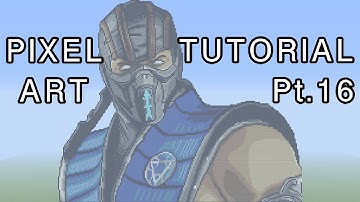 Minecraft Pixel Art Tutorial - Sub-Zero (Mortal Kombat X) Part 16