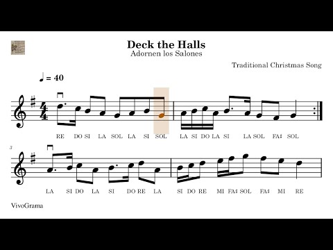 🎼 Deck the Halls / Adornen los Salones - Partitura Fácil Violín. Práctica Tempo Progresivo