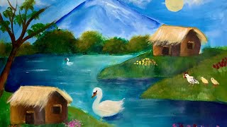 painting acrylic village indian