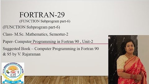 FORTRAN-29 (FUNCTION Subprogram part-6)