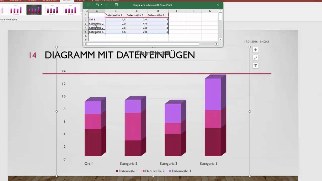 12 16 Microsoft Powerpoint 16 Diagramm Mit Daten Einfugen Digikomp Youtube