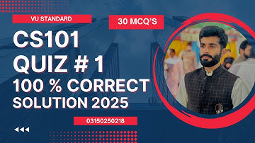 CS 101 Quiz 1 Correct Solution 2025 | Cs101 Midterm Preparation 2025 | #vu #cs101 #quiz