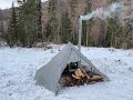 SOLO WINTER CAMPING IN A HOT TENT / ONE TIGRIS SMOKEY HUT / KNI-CO WOOD STOVE