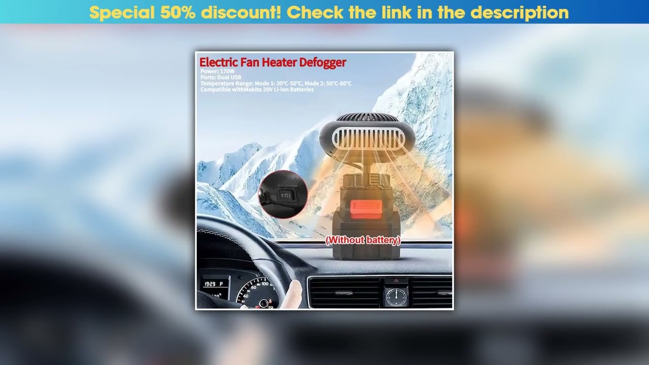 Discount Portable Electric Heating Fan Air Blower with Dual USB Ports Cordless Car Window Defogging