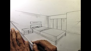 How to Draw a Simple Bedroom in Two Point Perspective #5
