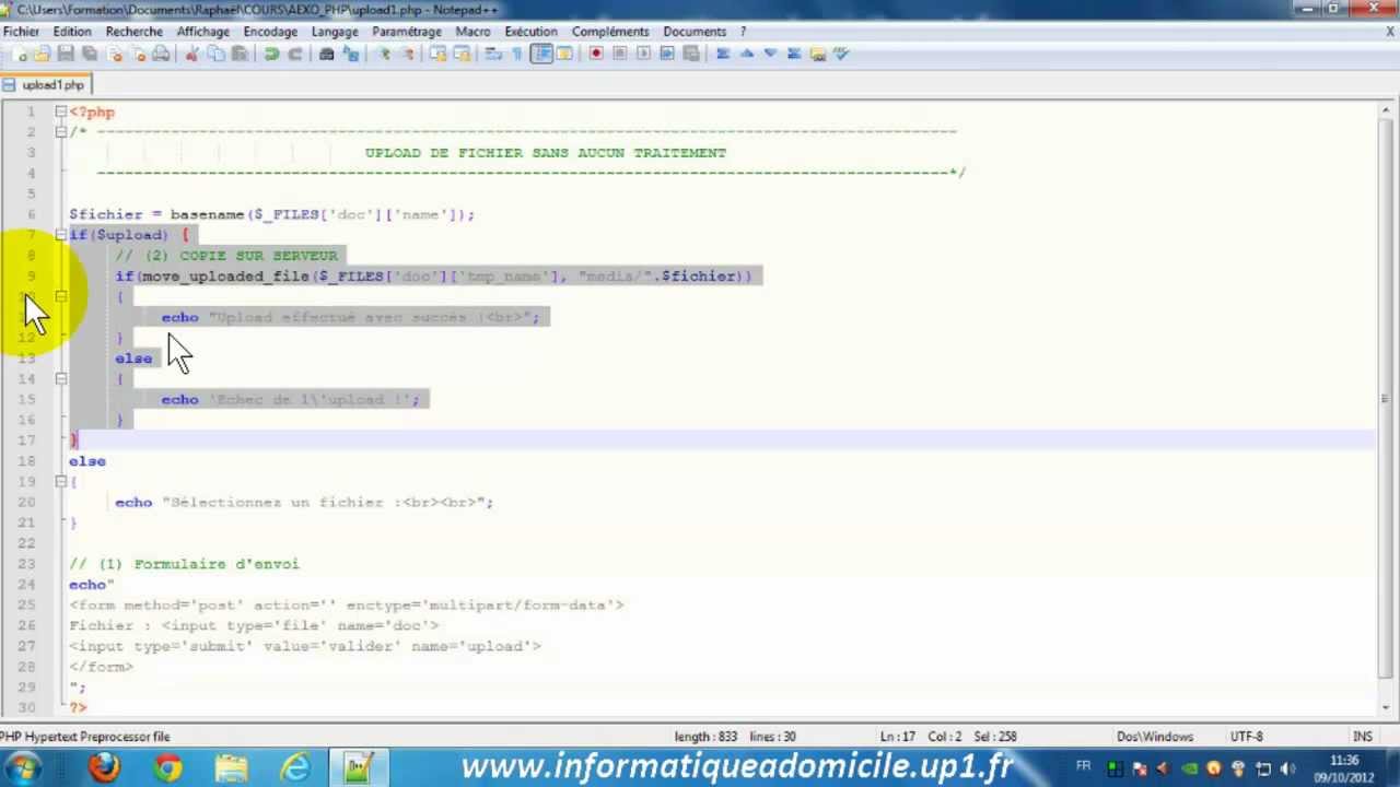 PHP : Upload de fichier - YouTube