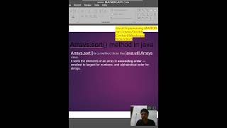 Arrays sort method in java #java #javabasics #javaprogramming #javatutorial