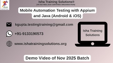 Mobile Automation Testing with Appium  Demo on 10th Nov 2025 contact us +91-9133190573 to enroll.