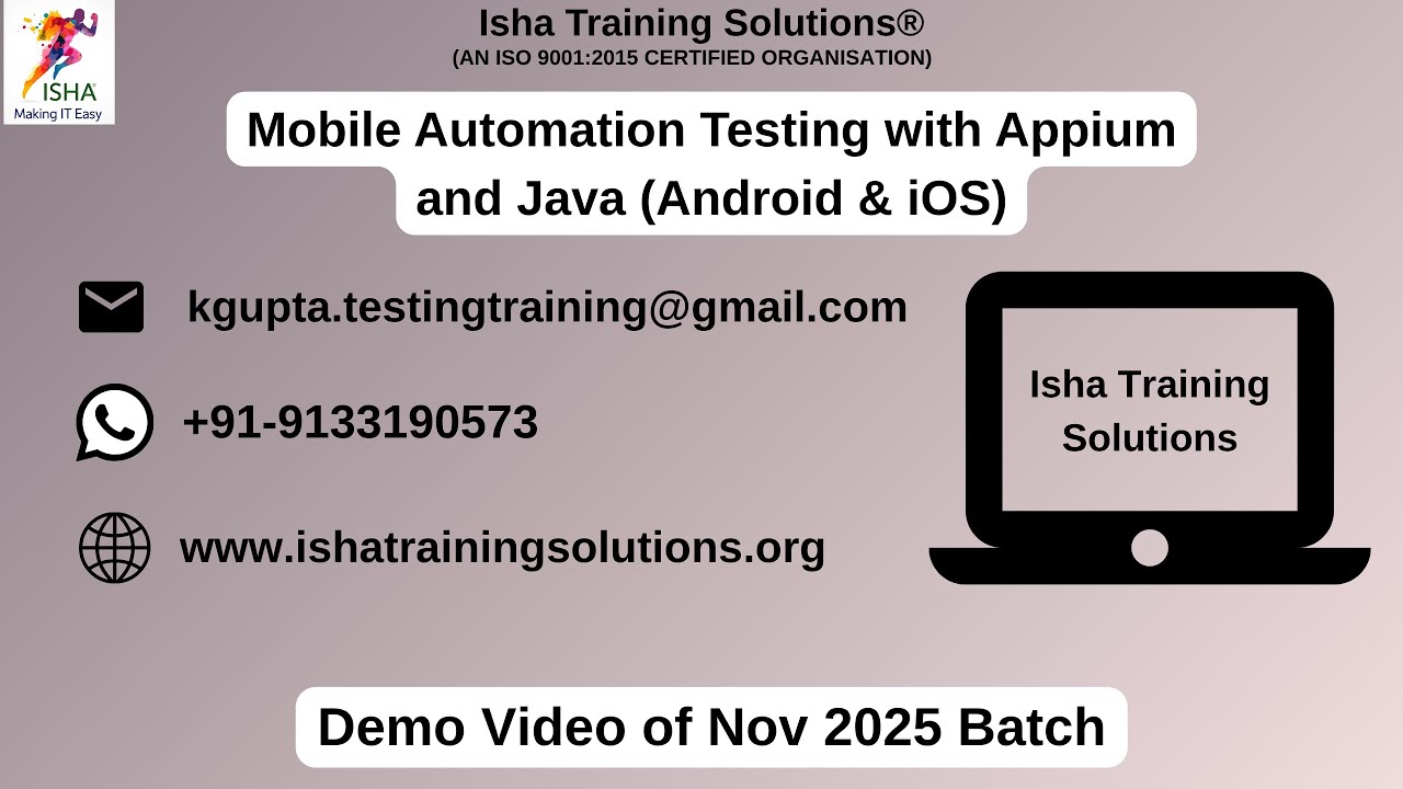 Mobile Automation Testing with Appium Demo on 10th Nov 2025 contact us ...
