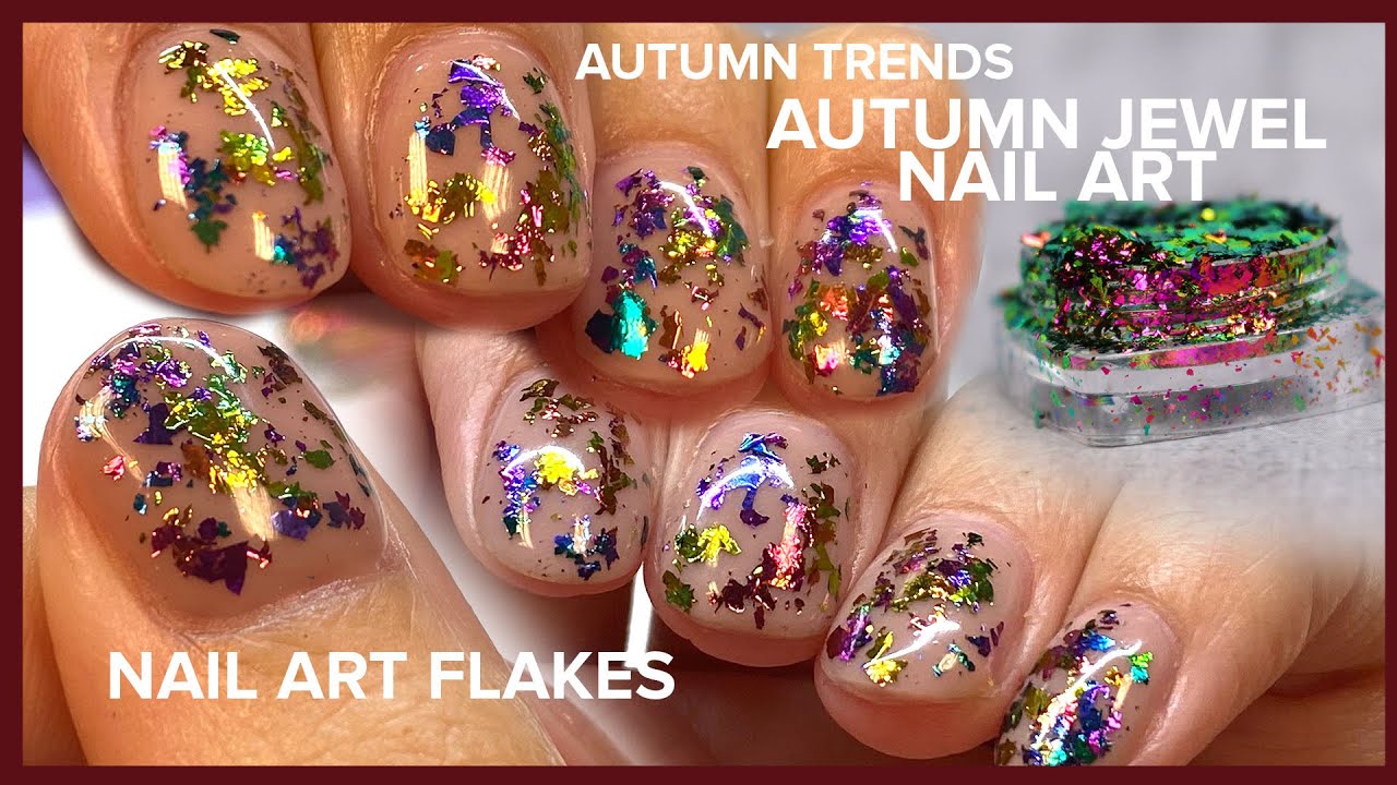 Autumn Trends Nail Design - Autumn jewels Using Chameleon Flakes - Glitter  Planet 🍂 🍁 