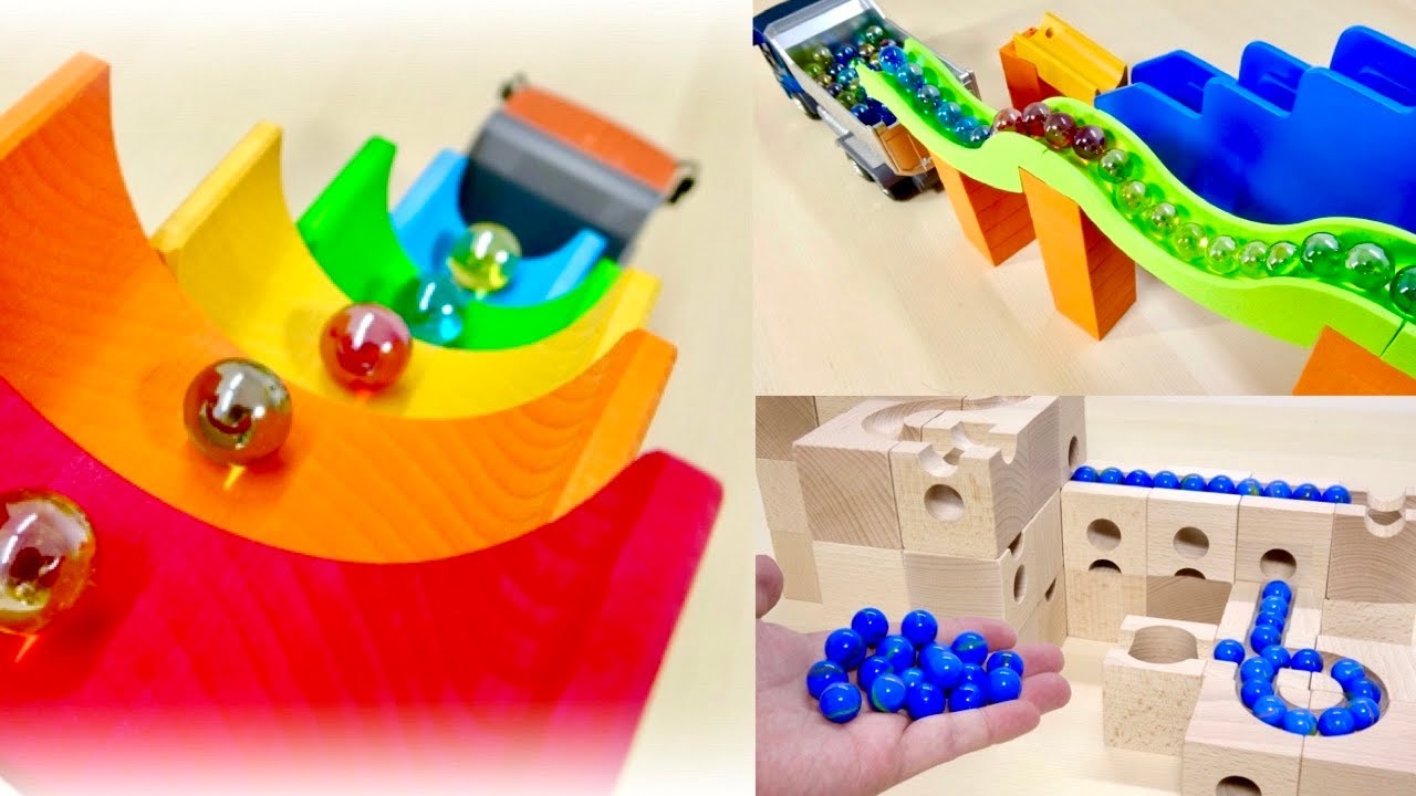 マーブルランレース ASMR ☆ HABAスロープ&ボーネルンド&CUBORO,ダンプトラック,マーブル動画を連続再生【Marble Run Race ASMR】