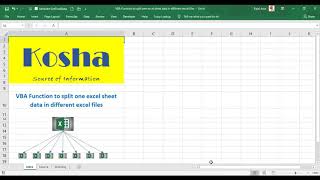 Excel VBA Function to split one excel sheet data in different excel files