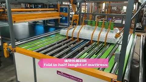 Automatic mattress compress-fold-roll pack line