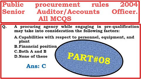 PPRA RULES 2004 ALL MCQS PART#08For Senior Auditor Accountant Accounts officer#fpsctest #fpsc