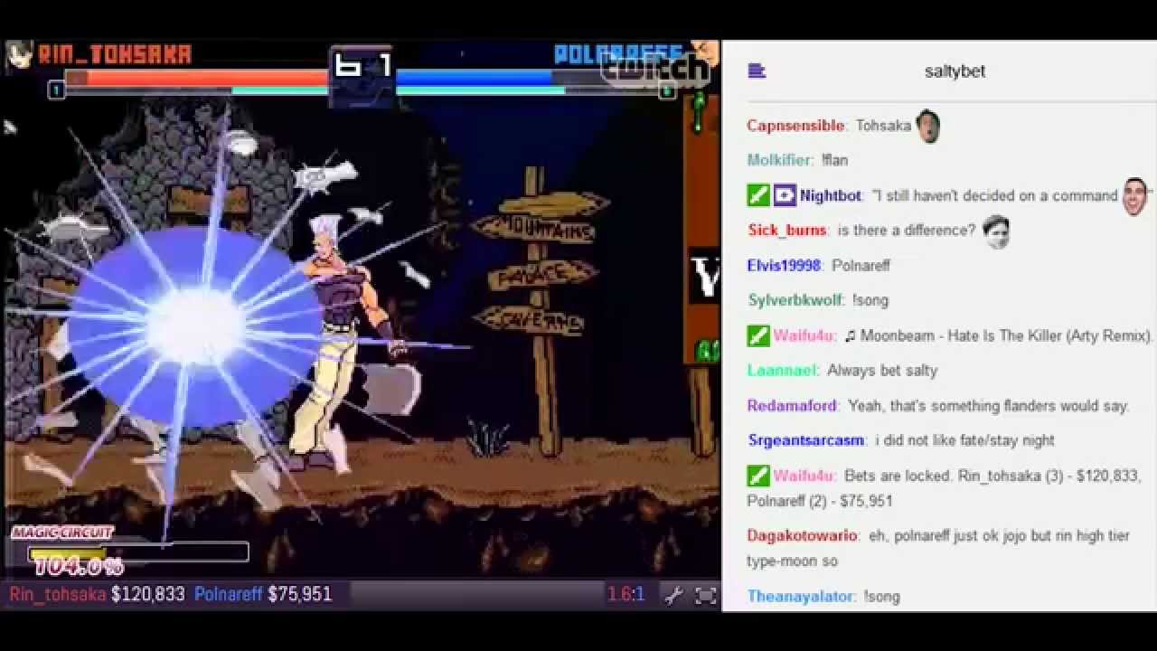 salty bet rin tohsaka vs polnareff youtube