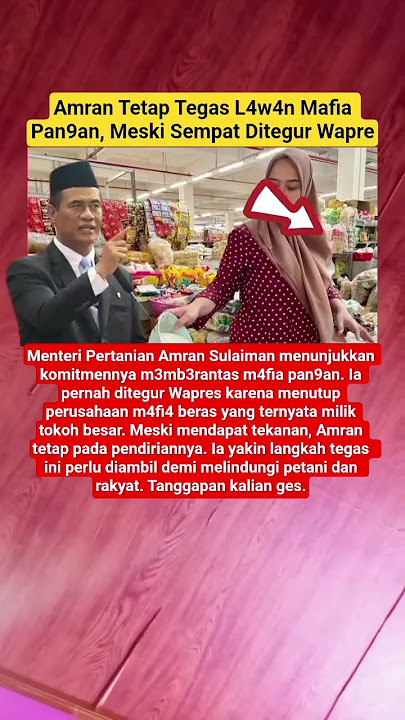 Amran Tetap Tegas L4w4n Mafia Pan9an, Meski Sempat Ditegur Wapre#shorts