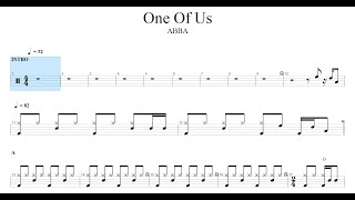 ABBA-One Of Us | Drum Score, Drum Sheet Music