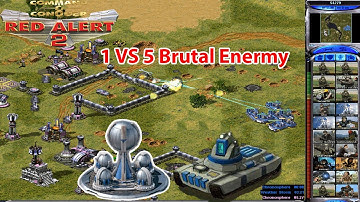 Red Alert 2 Battlezone | Malibu Cliffs Map | 1 vs 5 Brutal Enermy Korea vs Random + Superweapon