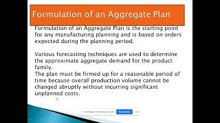 what is aggregate plan II What is chase strategy II What is level strategy