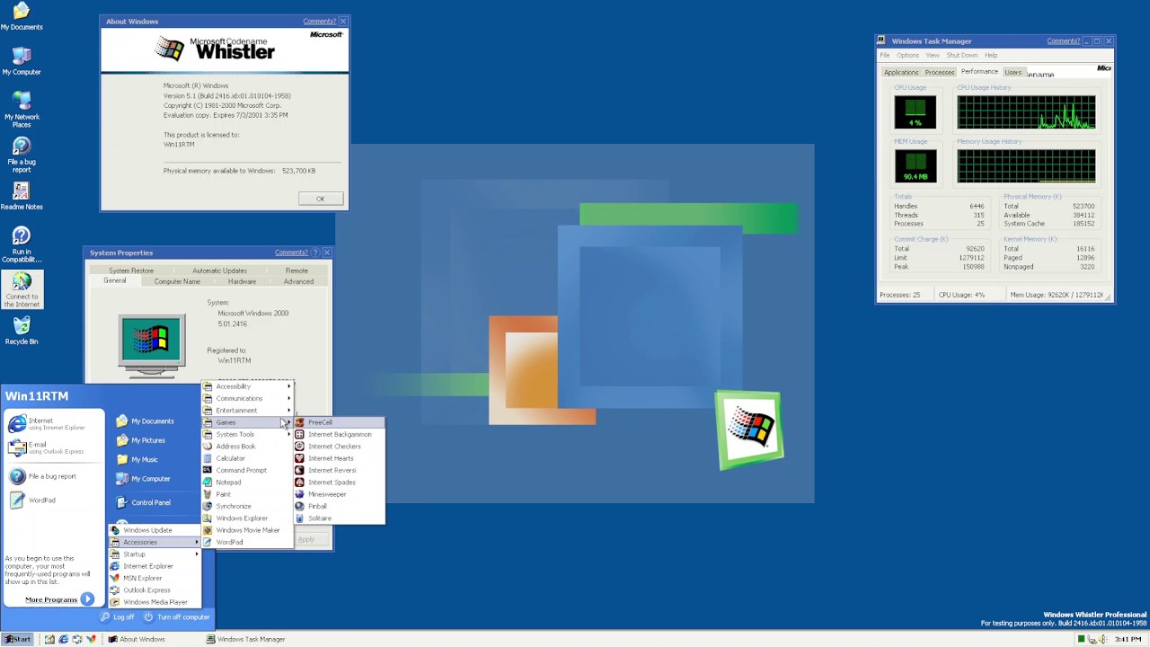 Windows XP Build 2416 in VMware - YouTube