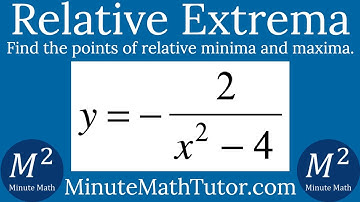 y=-2/(x^2-4) | Find all points of relative minima and maxima | Worked out solution