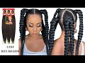 🔥How To: EASY BOX BRAIDS / 🚫 NO RUBBER BAND / YARN METHOD/ TENSION FREE/ Protective Style / Tupo1