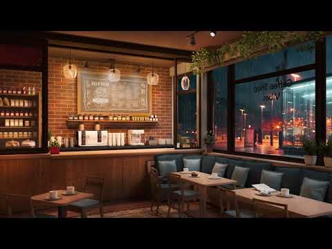 Cozy Coffee Shop Ambience | Smooth Jazz & Rain Sounds for Studying