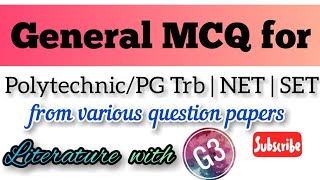 MCQ for Polytechnic TRB NET SET English literature