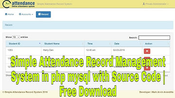 Simple Attendance Record Management System in php mysql with Source Code | Free Download