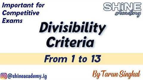 Divisibility Rules from 1 to 13 | General Maths | Shine Academy