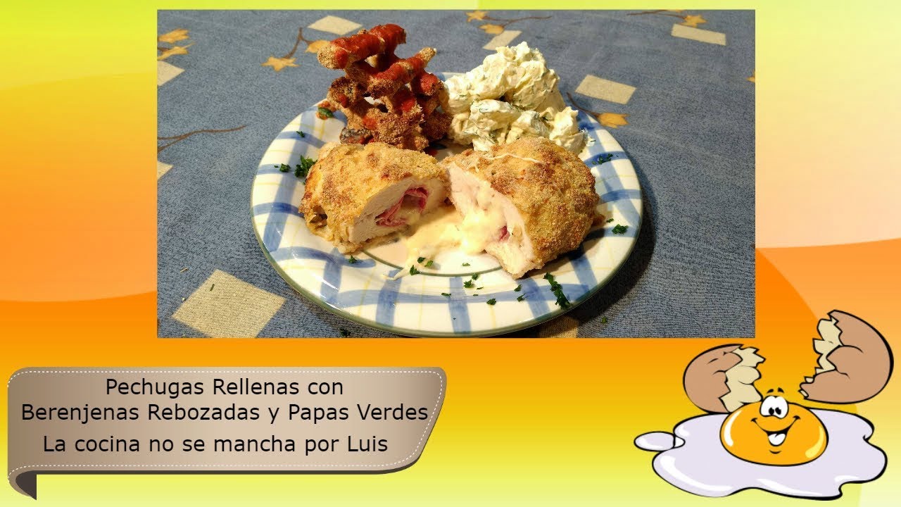 Pechugas Rellenas con Berenjenas Rebozadas y Papas Verdes - La cocina no se mancha por Luis ingredientes da cerveja