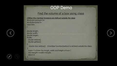 What isClass?.How to find volume of a box in c++ using class.