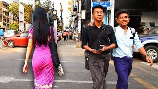 Yangon at Dusk  walking through Downtown