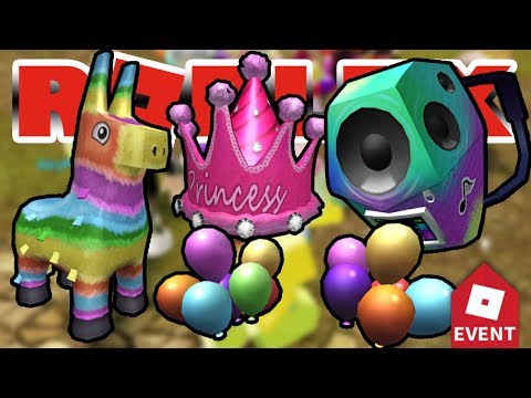 How To Get Royal Party Hat Pinata Hat Boombox Backpack Balloon Pauldrons In Roblox Pizza Party Youtube - event how to get the boombox backpack early roblox pizza party event