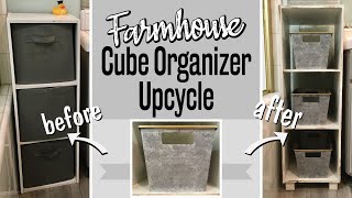 FARMHOUSE Cube Organizer Upcycle with Dollar Tree Bins