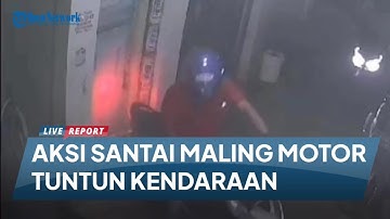 Aksi Santai Maling Motor di Surabaya Tuntun Kendaraan, Sempat Ketemu Warga yang Hendak Salat Subuh