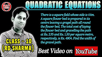 There is a square field whose side is 44 m. A square flower bed is prepared in its center leaving a